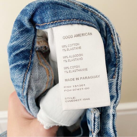 Good American | The Weekender Jeans Distressed Straight Leg Indigo Blue Size 26 - Picture 8 of 8